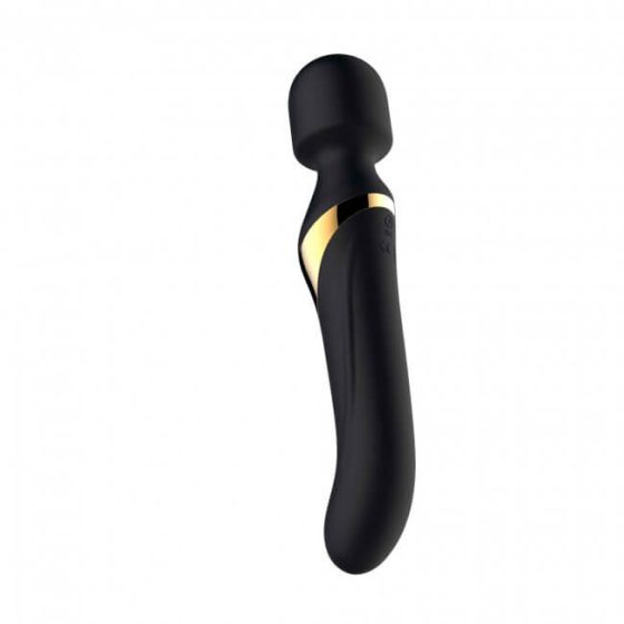 Dorcel Dual Orgasms Gold - punjivi vibrator za masažu 2u1 (crni)