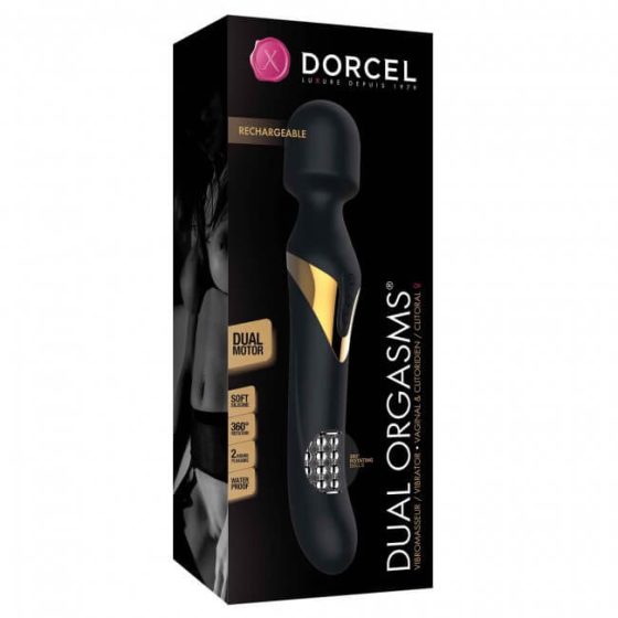 Dorcel Dual Orgasms Gold - punjivi vibrator za masažu 2u1 (crni)