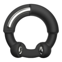   Dorcel Stronger Ring - prsten za penis s metalnim umetkom (crni)