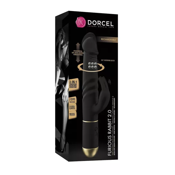 Dorcel - vibrator s pomičnim nastavkom za klitoris - crni
