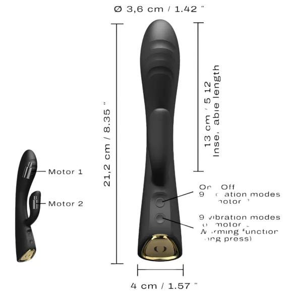 Dorcel Flexi Rabbit - grijani vibrator s fleksibilnim klitoralnim nastavkom (crni)