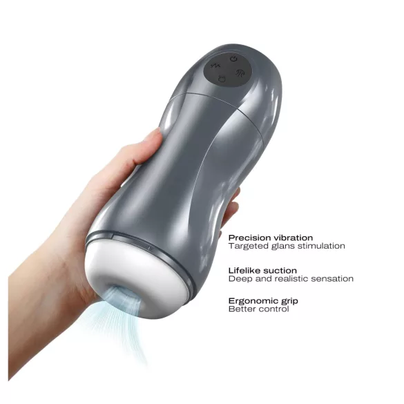 Dorcel Blowjoy Vibe - masturbator na baterije sa funkcijom sisanja i vibracija (sivi)
