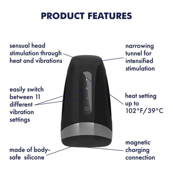 Satisfyer Men Heat Vibration - vibrator za penis s grijanjem na baterije (crni)