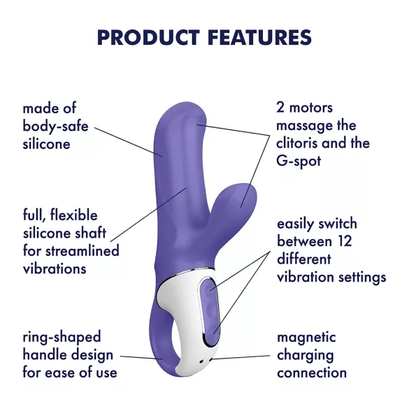 Satisfyer Magic Bunny - vibrator za klitoris s rukom - vodootporan silikon plavi