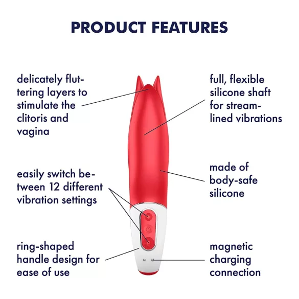 Satisfyer Power Flower - vibrator na punjenje - vodootporan - crvena