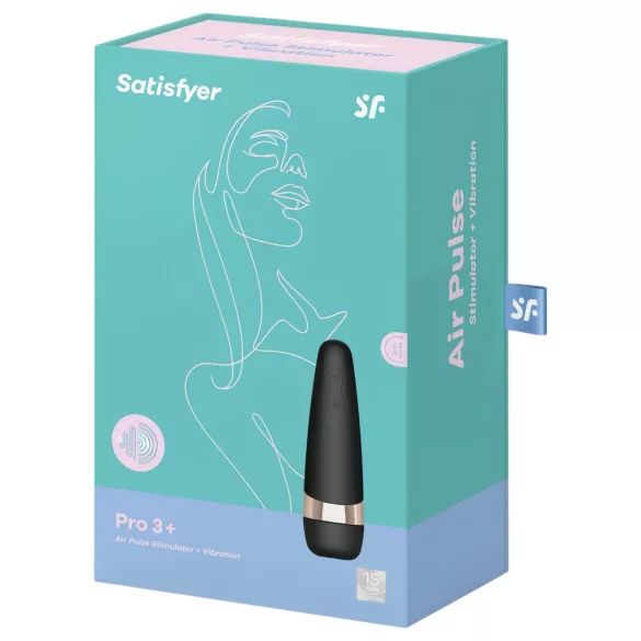 Satisfyer Pro 3+ - klitoralni vibrator s vakuumom - vodootporan, punjiv - crni