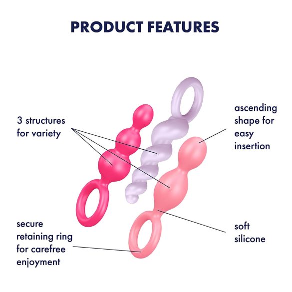 Satisfyer Booty Call - analni plug set - šareno - 3 komada