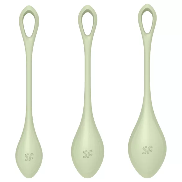 Satisfyer Yoni Power 2 - set jaja za Kegelove vježbe - 3 komada - zelena