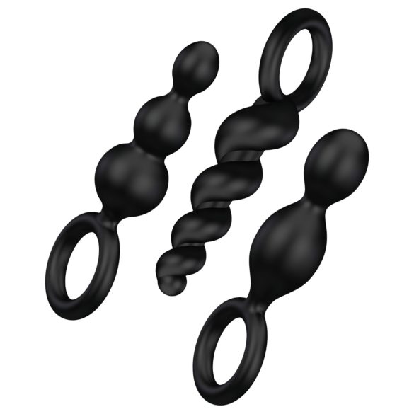 Satisfyer Booty Call - set analnih čepova - crna (3 komada)
