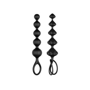 Satisfyer Love Beads - analni dildo set s perlama - crni (2 dijela)