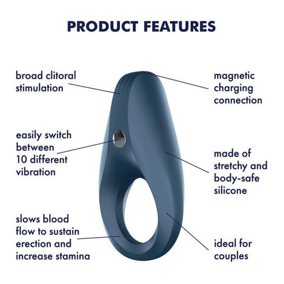 Satisfyer Rocket Ring - vodootporan, vibrirajući prsten za penis (sivo-plavi)