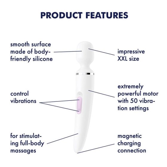 Satisfyer Wand-er Woman - vibrator za masažu na baterije, vodootporan (bijeli)
