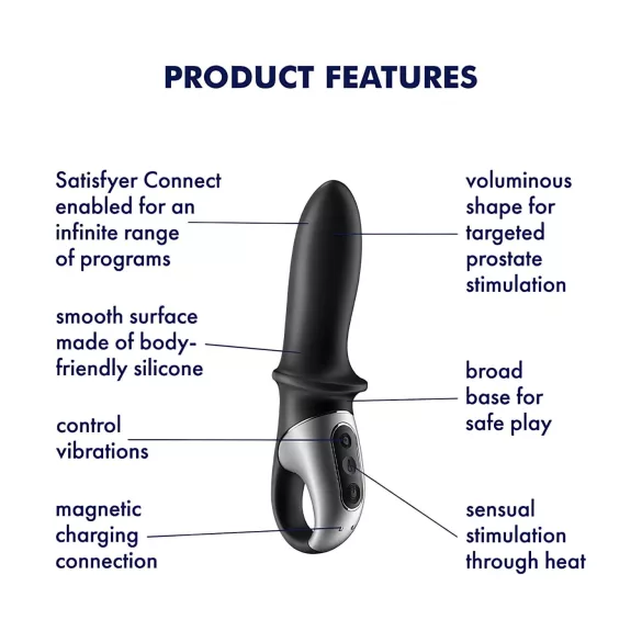 Satisfyer Hot Passion - analni vibrator s grijanjem - crna