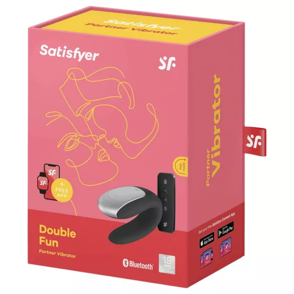 Satisfyer Double Fun - vibrator za parove - pametan, vodootporan - crni
