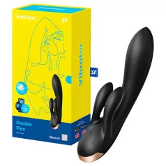   Satisfyer Double Flex - vibrator s klitoralnim nastavkom na daljinsko upravljanje putem aplikacije (crni)
