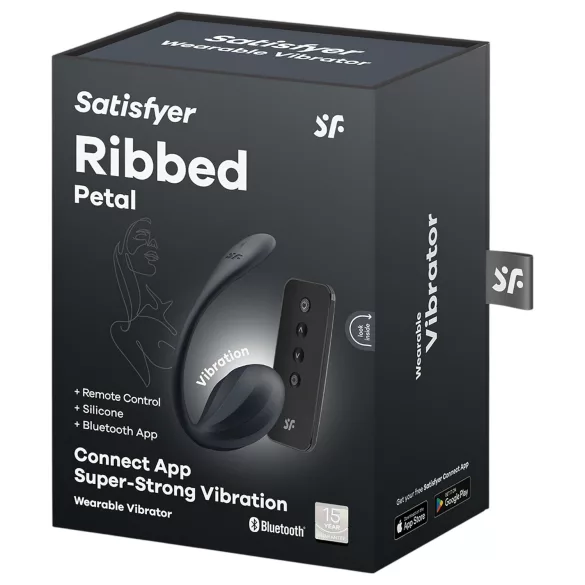 Satisfyer Ribbed Petal - vibracijsko jaje s daljinskim upravljačem - crno