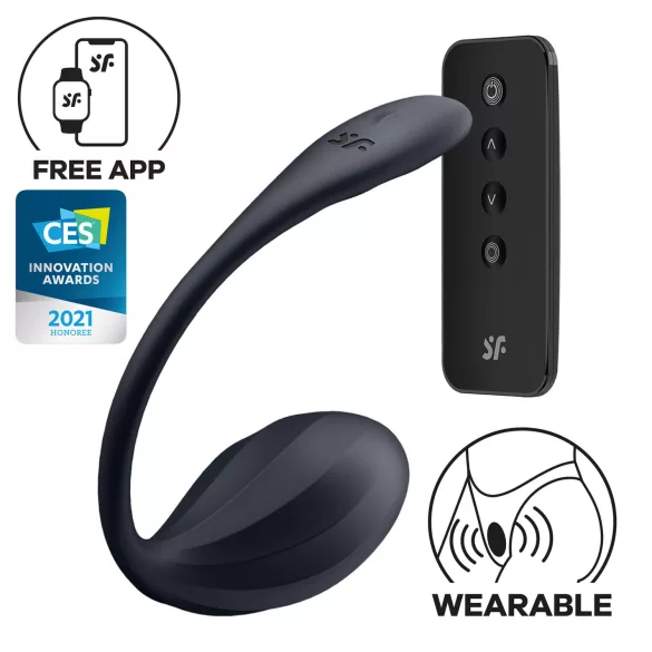 Satisfyer Ribbed Petal - vibracijsko jaje s daljinskim upravljačem - crno