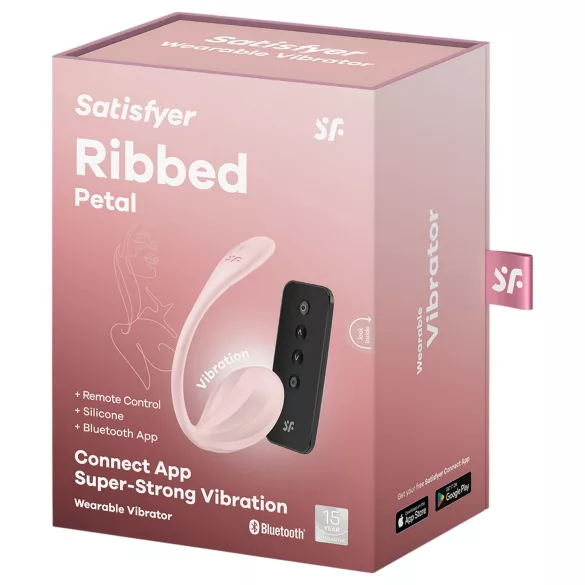 Satisfyer - vibracijsko jaje s daljinskim upravljačem - rebrasto - roza