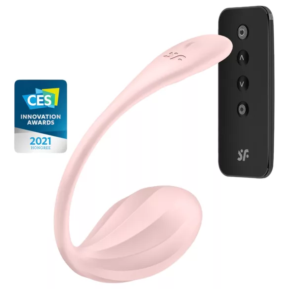 Satisfyer - vibracijsko jaje s daljinskim upravljačem - rebrasto - roza