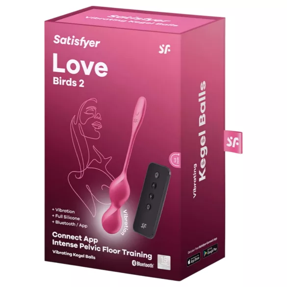 Satisfyer Love Birds 2 - vibrirajuće Kegel kuglice s aplikacijom - ružičasta