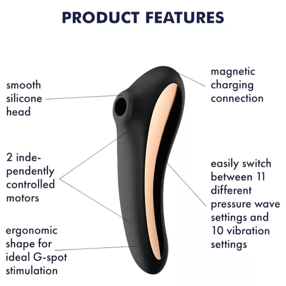 Satisfyer Dual Kiss - vibrator za vaginu i klitoris - crni - punjivi