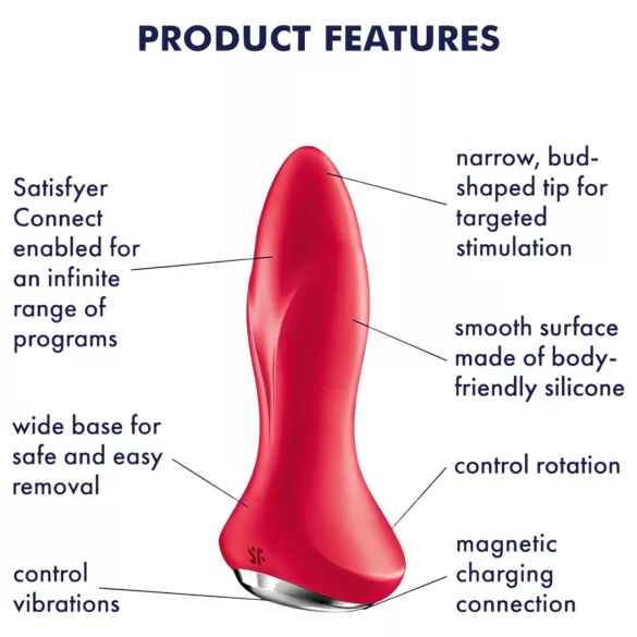 Satisfyer Rotator Plug 1 - analni vibrator s perlama - silikon crveni