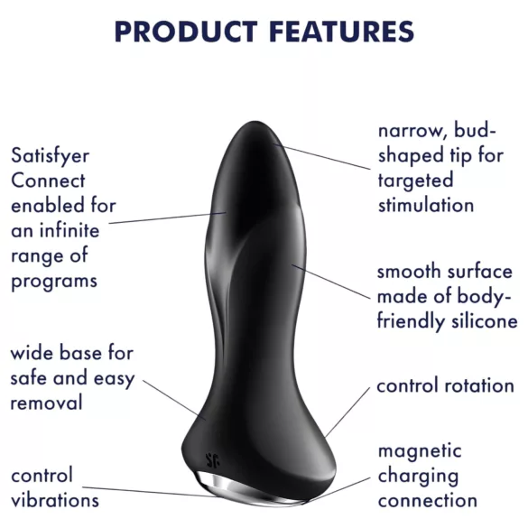 Satisfyer - analni vibrator s kuglicama - rotator, crni