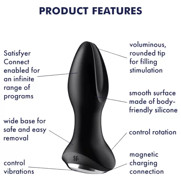 Satisfyer Rotator Plug 2 - analni vibrator s kuglicama - crni