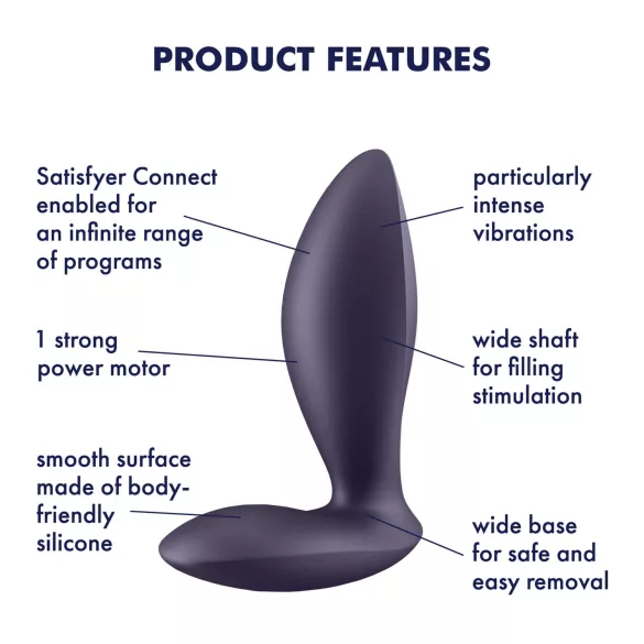 Satisfyer Power Plug - analni vibrator za pametne telefone - silikon