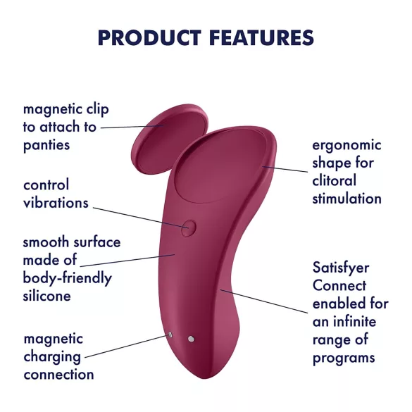 Satisfyer Sexy Secret - vibrator za gaćice s upravljanjem putem aplikacije (crveni)