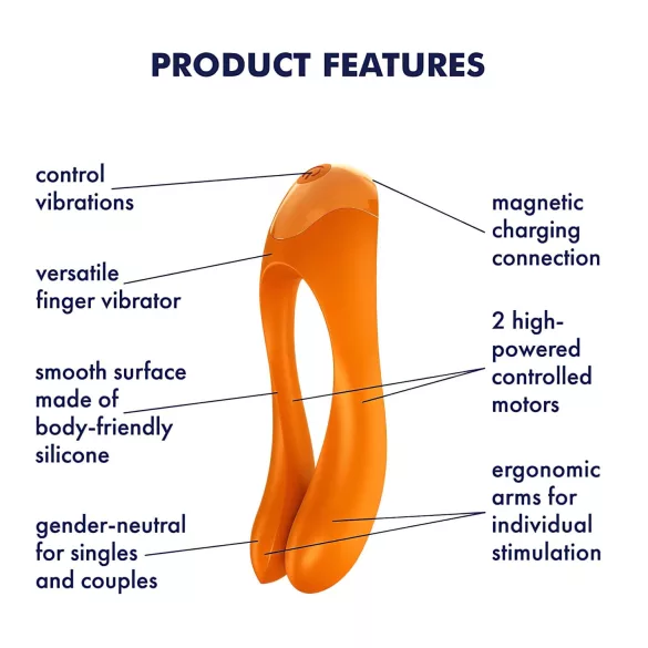 Satisfyer Candy Cane - vodootporni vibrator s dvije grane - narančasti - punjivi