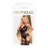 Penthouse Hottie - Čipkasti, naramenice, mrežasti set (crna)