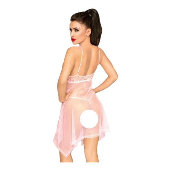 Penthouse Naughty Doll - asimetrična čipkasta haljina s tangama (roza) - M/L