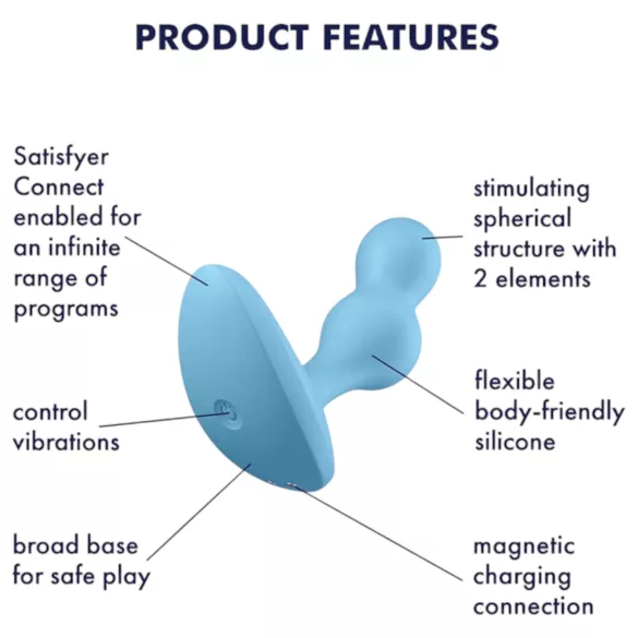 Satisfyer - analni vibrator s daljinskim upravljanjem - silikon plavi