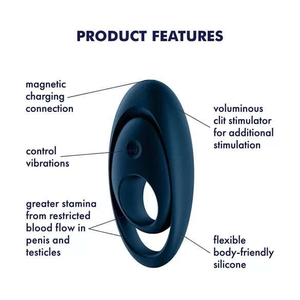 Satisfyer Glorious Duo - vibrirajući erekcijski prsten - plava