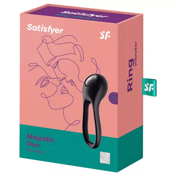 Satisfyer Majestic Duo - vibrirajući penis prsten - vodootporan, crni, punjivi