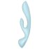 Satisfyer Triple Oh - punjivi vibrator s klitoralnim nastavkom (plavi)