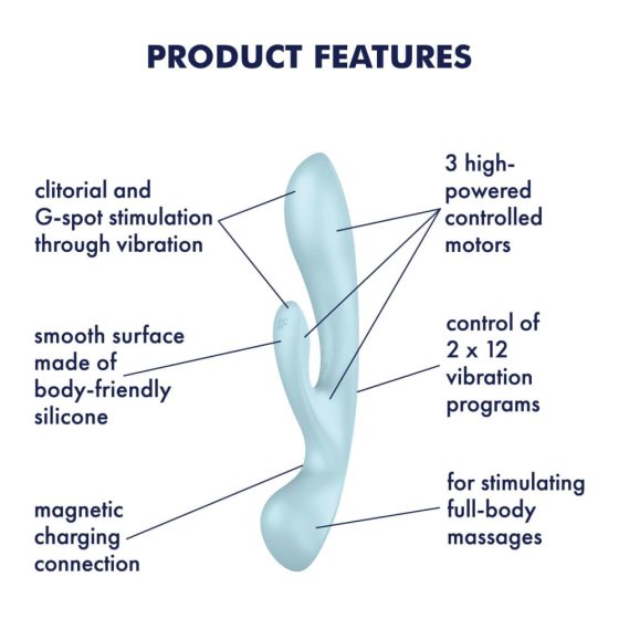 Satisfyer Triple Oh - punjivi vibrator za klitoris (plavi)