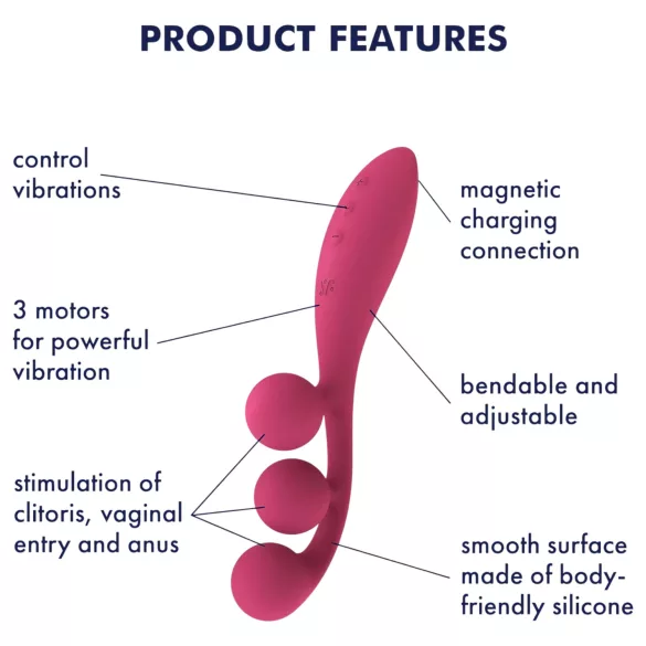 Satisfyer Tri Ball 1 - vibrator na punjenje - multifunkcionalni - crveni