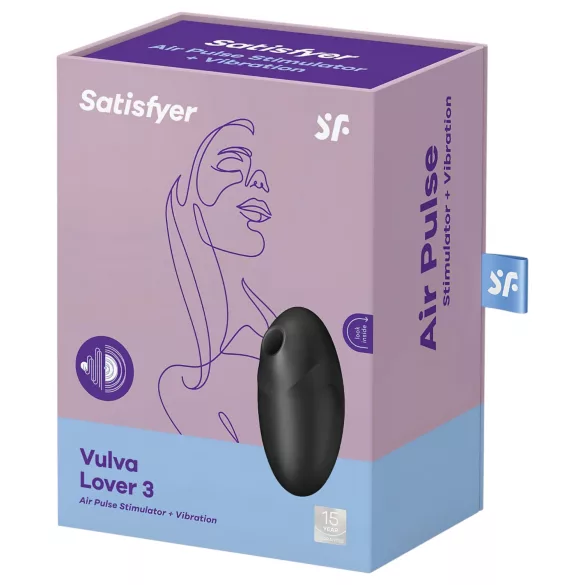 Satisfyer Vulva Lover 3 - stimulator klitorisa na zračne valove - crni