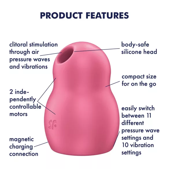 Satisfyer Pro To Go 1 - stimulator klitorisa na zračne valove - punjivi - crveni