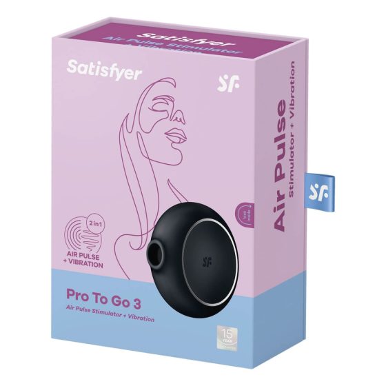 Satisfyer Pro To Go 3 - stimulator klitorisa na baterije, zračni val (crni)