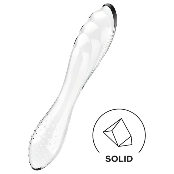 Satisfyer Dazzling Crystal 1 - dvostrani stakleni dildo - prozirno