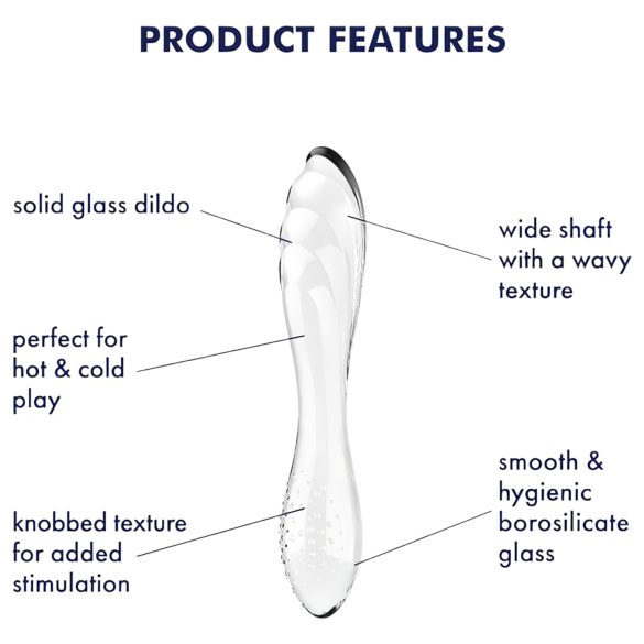 Satisfyer Dazzling Crystal 1 - dvostrani stakleni dildo - prozirno