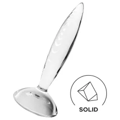   Satisfyer Sparkling Crystal - stakleni dildo s rebrima - proziran