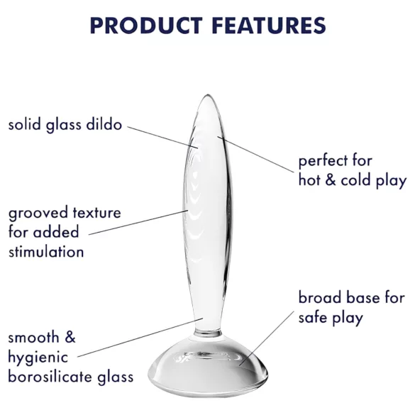 Satisfyer Sparkling Crystal - stakleni dildo s rebrima - proziran