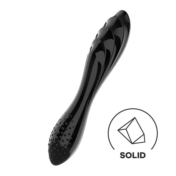 Satisfyer Dazzling Crystal 1 - dvostruki stakleni dildo (crni)