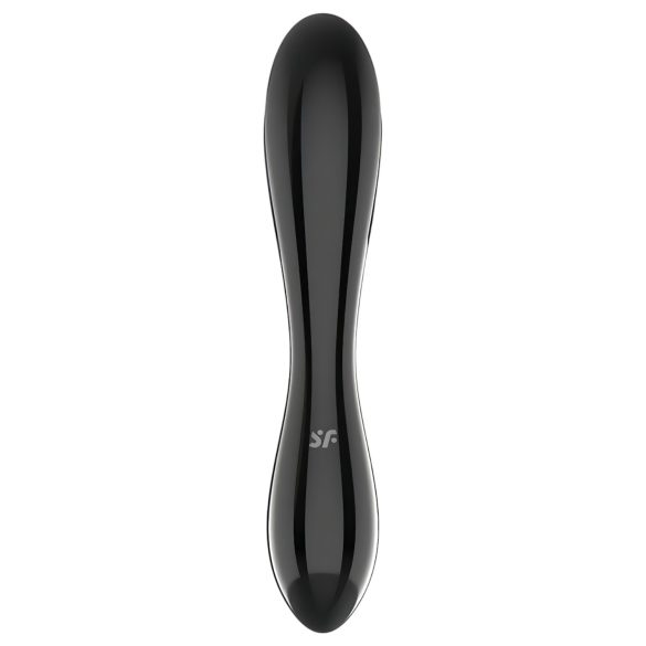 Satisfyer Dazzling Crystal 1 - dvostrani stakleni dildo - crna