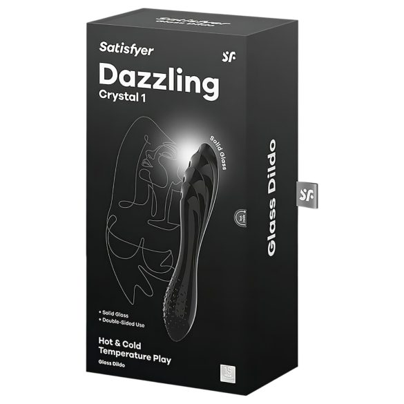 Satisfyer Dazzling Crystal 1 - dvostrani stakleni dildo - crna