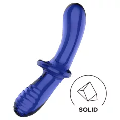 Satisfyer Double Crystal - dvostrani stakleni dildo - plavi